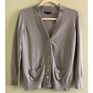 Lands End Oversized Grey Cardigan Cashmere and Cotton